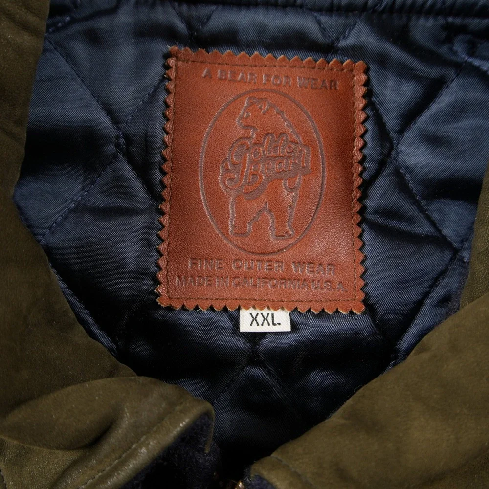 VTG USA Golden Bear Varsity Bomber Wool Leather Men Jacket XXL University Retro